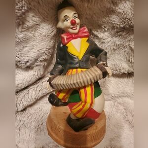 Vintage Brinn Clown Playing Accordion 8.5" Musical Figurine